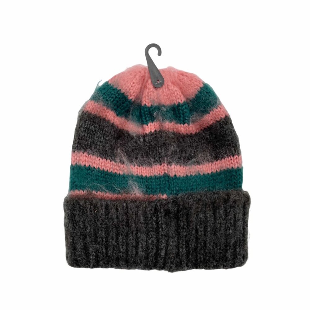NWT Topshop Striped Beanie Winter Hat Fuzzy Multicolor Casual Normcore Cozy